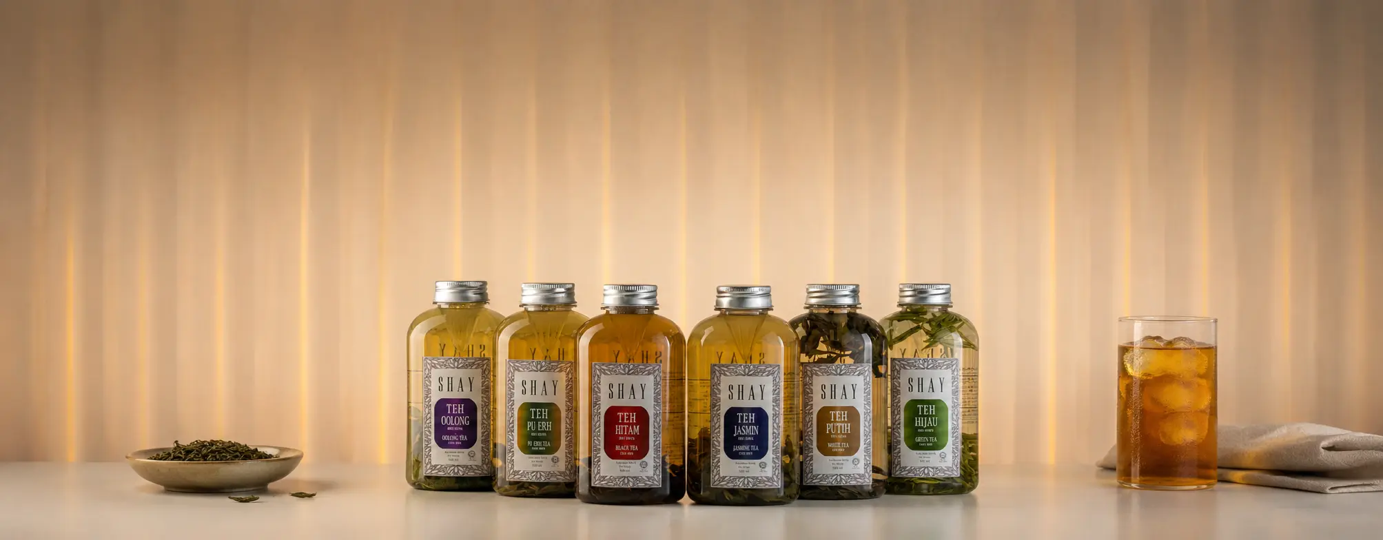 SHAY Cold Brew Tea collection — Oolong, Pu Erh, Black, Jasmine, White and Green
