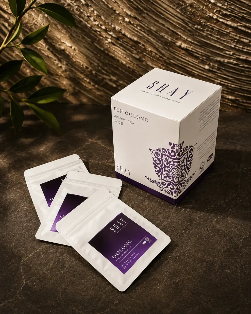 SHAY Oolong Tea Wellness Tea Box with individual tea sachets